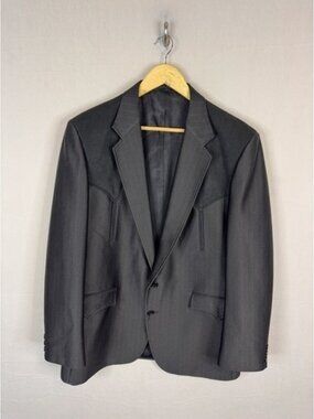 Circle S Mens Western Blazer Black Contrast Yoke Cowboy Sport Coat 44R USA